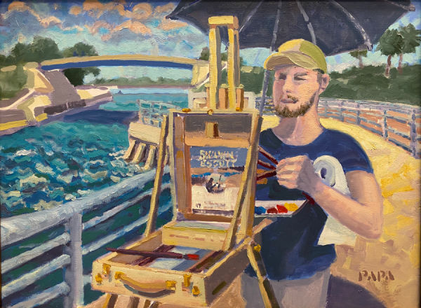 Artist at work on the Boynton Pier